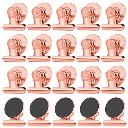 WUDIME 20 Pack Refrigerator Magnets Fridge Magnets, Rose Gold Magnetic Clips Whiteboard Magnets, Magnet Clips Heavy Duty for Photo Displays, Home, Office, Classroom