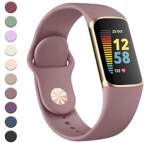YLK Bracelet pour Fitbit Charge 5/6 - Bracelet de Montre de Sport en Silicone Amélioré pour Femme et Homme - Réglable et Remplaçable