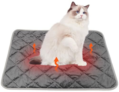 Voarge Selbstheizende Katzendecken, Decke für Katzen & Hunde, Thermodecke Geräuschlos,Selbstwärmende Winter Wärme Hundematte, Katzen rutschfest Wärmedecke (L)