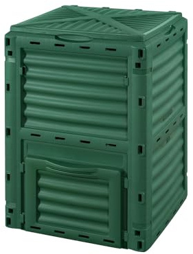 Compostiera da Giardino Ecologica 300lt in Polipropilene Verde - Resistente alle Intemperie, Capacità Generosa per Trasformazione Rifiuti Organici, Design Armonioso e Pratico