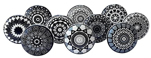 Royal Kraft Vintage Black Painted Ceramic Knobs for Kitchen Cabinets, Doors, Drawers, Wardrobe, Closet, 10 Designs x 2 Pieces, 20 Knobs, Sknob015_20