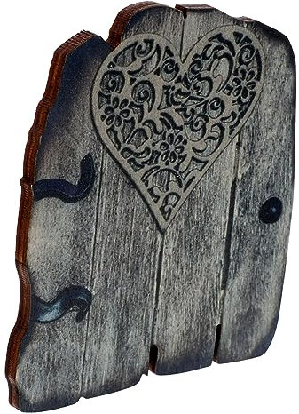 DIKACA Miniatur Feentür aus Holz Dekorative Elfentür für Garten Wichteltür Ornament für Feengarten und Puppenhaus Charmante Baumstamm Deko für Gartenliebhaber