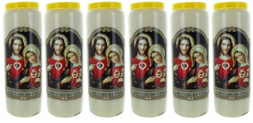 6 Kerzen Novene Les Hearts 17,5 cm – Kerze Novene – Christian Cult aus pflanzlichem Wachs