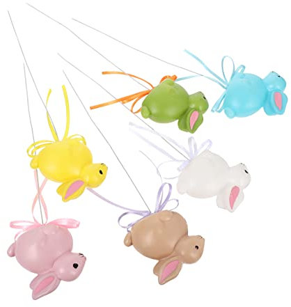 Garneck 6st Simulierte Tierstecklinge Ostern Gartenstecker Blumen Stecker Deko Gartenfiguren Stecker Beetstecker Dekostecker Blumentopf Gartendeko Stecker Ostern Zweige Hase Kuchen Plastik