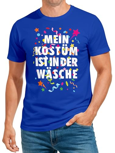 MoonWorks® Herren T-Shirt Fasching Karneval Kostüm-Ersatz Verkleidung Last Minute Faschingskostüme Männer Blau 4XL