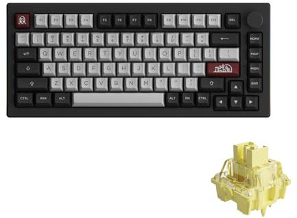 Akko Dracula Castle 5075B Plus Wireless Gaming Tastatur, LED RGB mit PBT-Tastenkappen, 2.4GHz Bluetooth, USB-C kabelgebundene Tastatur, V3 Cream Yellow Pro
