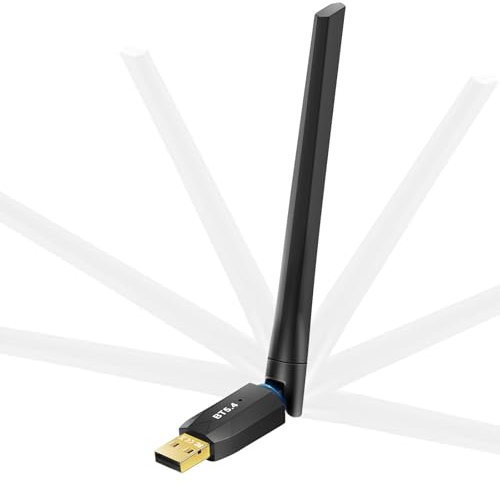Bluetooth Adapter USB Dongle - WiFi Bluetooth USB 2x5dBi, 5.4 Bluetooth Stick, Bluetooth Stick für PC, Bluetooth Adapter für pc, Bluetooth Controller, Low Latency, Plug & Play, mit Windows 7/10/8.1/11