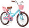 Glerc Sasha 20 Zoll Kinderfahrrad für 7-, 8-, 9-, 10- und 11- und 12-jährige Mädchen im Retro-Vintage-Stil Kinderfahrräder mit Puppenfahrradsitz & Stützrädern & Ständer Blau
