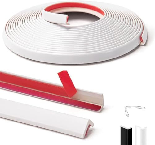 Rifinitura stacca e incolla,6 M profilo angolare muro,autoadesivo parete Trim,flessibile autoadesivo Trim,Peel e Stick per piastrelle e bordi della parete decorazione della mobilia.(Bianco)