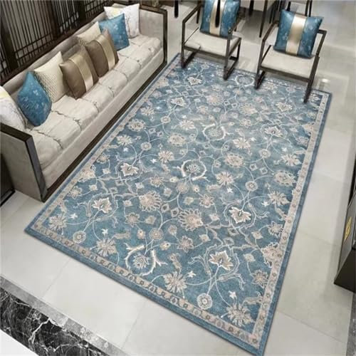RUGMRZ Baby Teppich Hübscher Teppich Restaurant Küchenzubehör Blaue Pflanze Muster Textur Dekoration Traditioneller Teppich Sofa Set Wohnzimmer 200X300CM