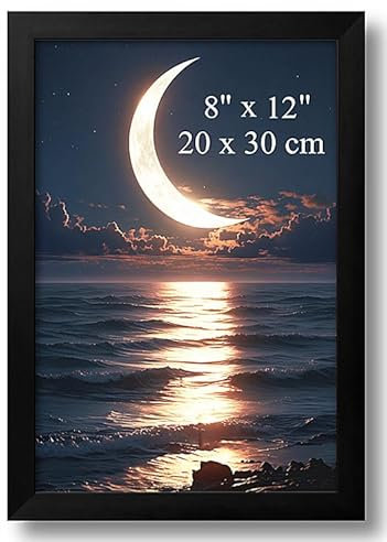 Aeadar Hölzerner Massivholzfotorahmen, schwarzer hölzerner Fotorahmen mit Plexiglas, 8 x 12 Zoll / 20 x 30 cm Bilder, Fotos, Ölgemälde & Leinwand, Art Deco Stil (1-Pack)