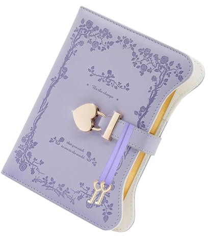 Generico Diario con lucchetto, quaderno con lucchetto, Diario in pelle PU B6 con serratura e chiave, 360 pagine, diario segreto, diari per donne e ragazze, diario pianificatore