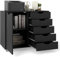 CASART Rolling File Cabinet, 5/7 Drawers Freestanding Storage Organizer Cupboard on Wheels, Home Office Lateral Filing Chest (Black, 5 Drawers + 1 Door)