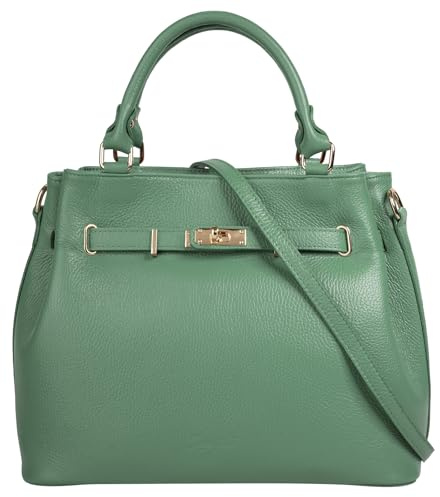Samantha Look Damen Handtasche Echt Leder Made in Italy, geräumige Henkeltasche mit Smartphonefach
