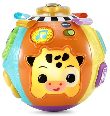 VTech Baby Animal Discoveries Ball, Interactive Baby Toy with Lights, Shapes, Fun Sound Effects, Different Textures for Sensory Play, Gift for Ages 3, 6, 9, 12 Months +, English Version