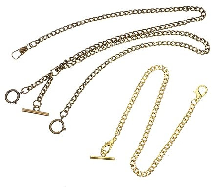 LIFKOME 2stücke Taschenuhrkette Aus Metall Feine Politur Mit Hummerclip Weste-Kette Für Vintage-taschenuhren Für Herren Und Damen Elegantes Accessoire Für Besondere Anlässe