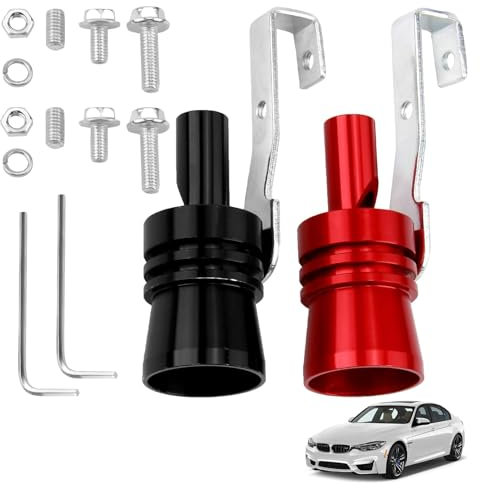 2 Stück Auspuff Sound Booster,Sound Booster,Aluminiumlegierung Auto Turbo,Soundgenerator Auto,Turbo Sound Simulator Pfeife,Autos Endrohr Schalldämpfer Für Automobile Auf Alle Modelle Rot Schwarz