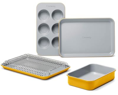 Caraway Mini-Backformen-Set mit Keramikbeschichtung, 6-teilig | Natürlich antihaftbeschichtet, ungiftig, kompaktes Backformen-Set für kleine Küchen und Öfen, Backbleche, Ringelblume