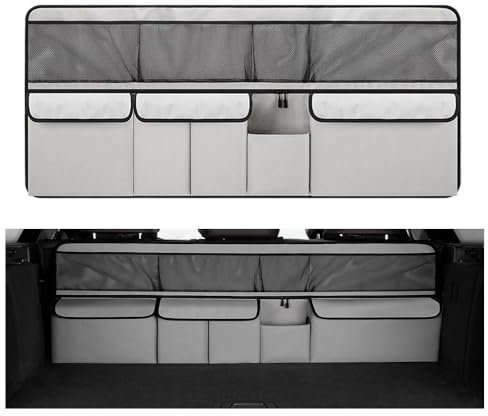WACDXST Kofferraum Organizer, für BMW 3er Compact (E36) 316g 316i 318tds 318ti 323i 1994-2000 Rücksitz Kofferraumtasche mit mehrere Taschen und Verstellbarem Riemen Fahrzeugzubehör