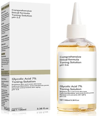 Glycolic Acid 7% Toning Solution, Glykolsäure Toner, geeignet für alle Hauttypen, Hydrating Toner, Peeling, Unreinheiten, Akne, Feuchtigkeit Spenden und Stärken Haut