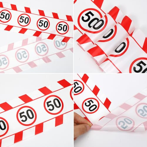 50 Geburtstag Deko,Absperrband 50 Geburtstag,7.5cmx30m Absperrband Verkehrszeichen rot/weiß,50 Geburtstag Männer,Absperrband Geburtstagsdeko für 50 Geburtstag Männer oder Frauen