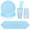 Blue Party Tableware Set,80PCS Paper Plates and Napkins,Disposable Tableware Set 20 Guests,Baby Blue Party Decorations for Table Decorations