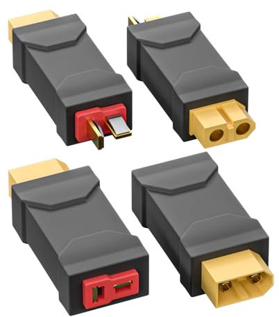 Cleqee 2 Paar XT60 Stecker Buchse auf T-Stecker Buchse Adapter Konverter für RC Auto Flugzeug Lipo Akku ESC