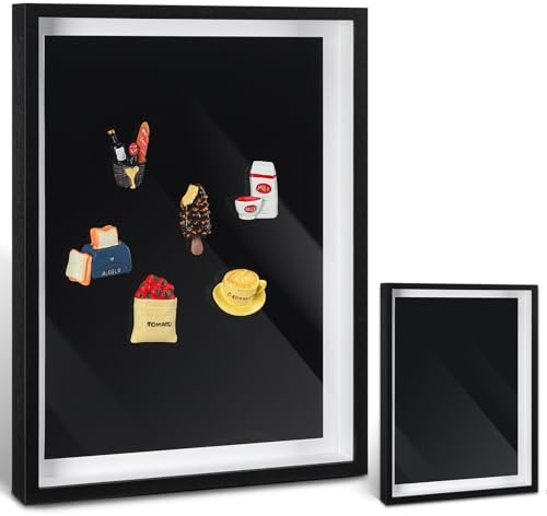 Vicenpal Large Souvenir Magnet Display Case 16 x 12 Souvenir Fridge Magnets Collection Display Board Removable Magnetic Frame Dust Proof Magnetic Case for Wall Tabletop Refrigerator(1 Pcs,Black)