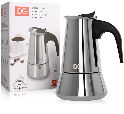 Dc Casa Caffettiera Induzione, Caffettiera Acciaio Inox, Compatibile con Fornelli a Gas e Induzione (4 Tazze)