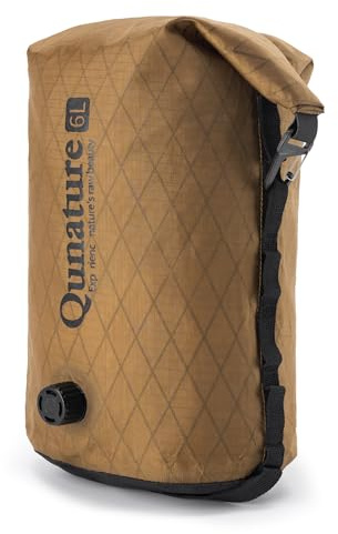 Qunature Bike Fork Bag, 6L Waterproof Ultralight Multi-Position Mounting Rear Rack Bag, Compressed Portable Wear-Resistant Bicycle Front Pouch for Bikepacking, Cycling, Touring, Khaki M