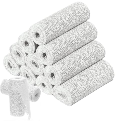 GRIRDDIV Rotoli bende gessate calco pancione, 12x rotolo garze gesso, 4.5cmx240cm, asciugatura rapida, uso su pelle viso corpo, per modellare, stampi per il corpo e arte creativa, artigianato