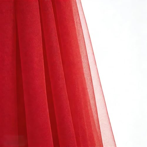 Tüll Tüllstoff Organza Stoffe Meterware, Rot, 3 m x 160 cm | für DIY Hochzeitsdekoration, Tischdeko, Party Torbogen, Brautschleier