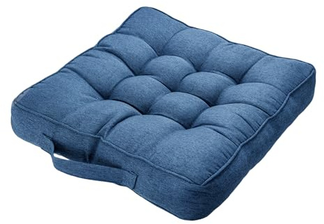 GREENSAPPIRE Sitzkissen 47x47x10 cm extra dick – Stuhlkissen mit Griff, ergonomisches Sitzpolster & Stuhlauflage für Esszimmerstuhl, Sofa, Boden & Garten, 1 Stück (Marineblau L)