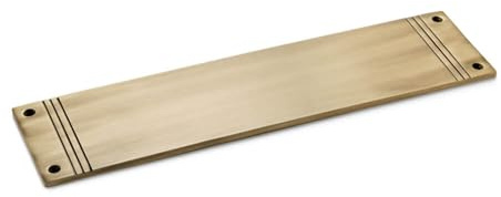 AB Hardware Antique Brass Architectural Push Plate 305mm x 75mm Solid Forged Brass Reeded Door Finger Plate with Fixing Screws