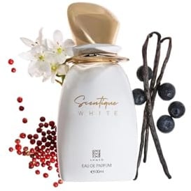 Ahmed Al Maghribi Scentique White Eau de Parfum 100 ml – langanhaltender, blumiger, holziger Nischenduft für Damen, Premium-Jasmin- und Vanilleduft mit schwarzer Johannisbeere, authentisches
