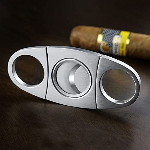 JTDEAL Zigarrenschneider, Zigarrencutter, Doppelte Klinge Zigarrenschere, Edelstahl Cutter für die meisten Größe Von Zigarren, Silber