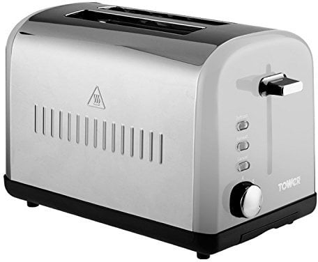Tower T20014 Infinity 2 Slice Toaster, Adjustable Browning Settings with Defrost, Reheat & Cancel functions, 900W, Stainless Steel