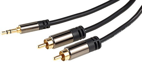 auvisio Kopfhörer Cinch Kabel: Premium-Stereo-Kabel 3,5-mm- auf 2 Cinch-Stecker, 10 m, vergoldet (Audiokabel Cinch auf Klinke, Cinch-Kabel mit Klinkenstecker, Verlängerungskabel)