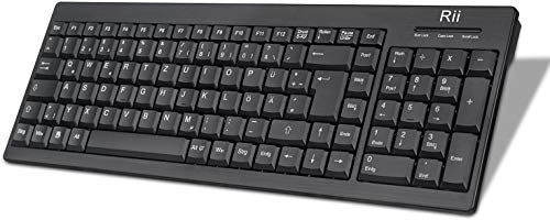 Rii RK901 Kabellose Tastatur, 2.4GHz Business Tastatur, Lightweight Slim Wireless Keyboard, für PC/Laptop/Raspberry Pi 1 2 3/Mac/ioslinux/Android TV Box/XBMC/Kodi/Windows (Deutsches Layout, schwarz)