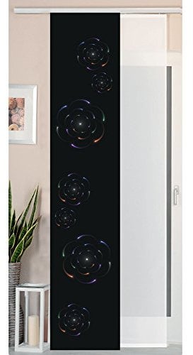 Gardinenbox 2er Set Schiebegardine Flächenvorhang Wildseide Optik und Voile Paneel, 245x45, Circle, 80400