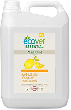 Liquide Vaisselle Essential, Détergent à Base de Plantes pour la Vaisselle, Parfum Citron, Bouteille de 5 Litres