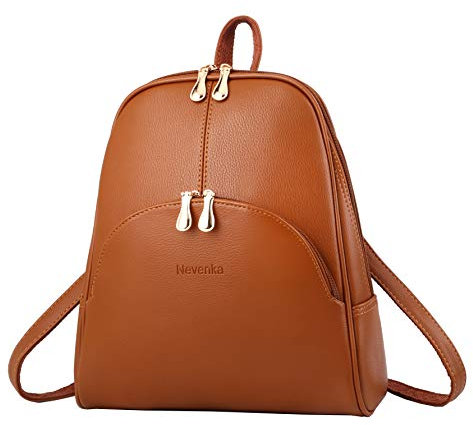 Nevenka damen markenbeutel rucksack handtasche pu-leder reißverschlussbeutel beiläufige rucksäcke umhängetaschen mittel braun