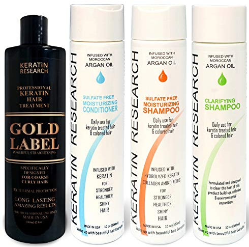 Super Professional Gold Label Brazilian Keratin Blowout Hair Treatment Super Enhanced Formula Specifically Designed for Coarse, Curly, Black, African, Dominican, and Brazilian Hair Types