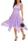 Meetjen Damen Festliche V-Ausschnitt Cocktailkleid Elegante Abendkleid A-Linie Kleid mit Spitze Hochzeit Gast Brautjungfernkleid Lavender XL