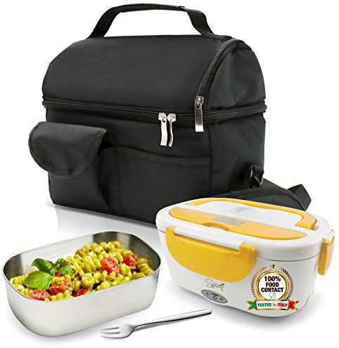 SPICE Set Borsa Termica con Tracolla + Scaldavivande Amarillo Inox vaschetta da 1,5 Litri in Acciaio Inox