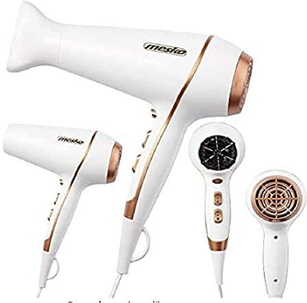 Mesko | Haarföhn | 2.100 Watt | Föhn mit Aufsatz | Reiseföhn | Mesko | 2 Geschwindigkeitsstufen | 3 Temperatureinstellungen | Formdüse 360° drehbar |, Cloudy White