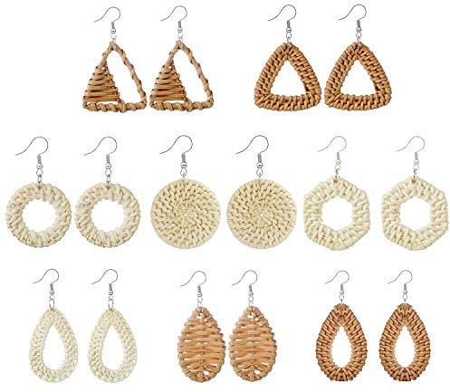 Flongo Böhmische Ohrringe Set Quaste Creolen Bommel Troddel Tropfen Anhänger für Damen Sommer Strand