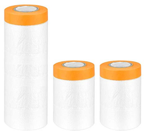 Funvalley Surperfect 3 Pack Dust Sheet Roll,Dustproof Waterproof Carpet Floor Protector for Painting,Decorating,Furniture Covering (Yellow)