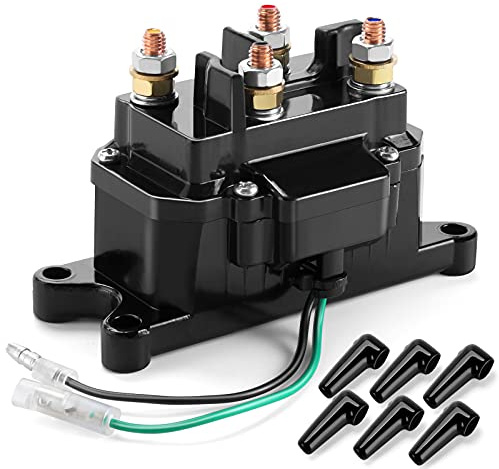 Ovsor 12 V 250 A Treuil solénoïde Relais Contacteur pour ATV UTV 907-2268 kg Treuil avec 6 capuchons de protection