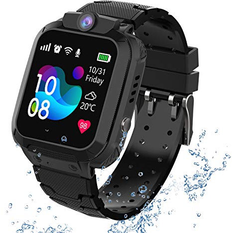GPS kids Smartwatch Phone per Impermeabile, GPS Localizzatore di tracciamento con Chat Vocale, Sveglia SOS per il Gioco di Matematica Studente Bambini Smart Watch, Regalo Ragazzo e Ragazza, Pink